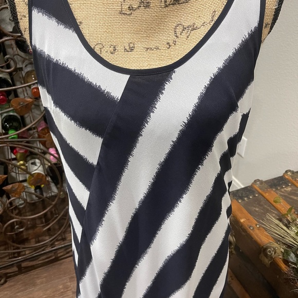 MICHAEL Michael Kors Navy and White Striped Maxi Dress Size Medium - Picture 2 of 10